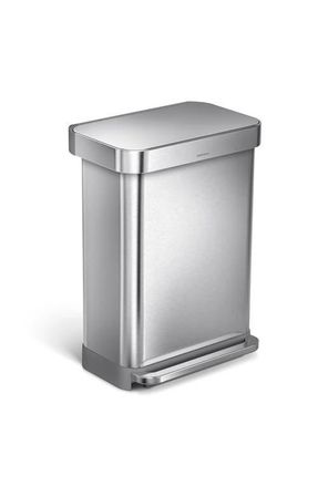 Simplehuman 55L rectangular step can with liner pocket in Brushed at Nordstrom