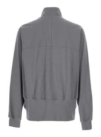 Rick Owens Mens Zip-Front Jogger Sweatshirt Grey Cotton Sweatshirts Sweater