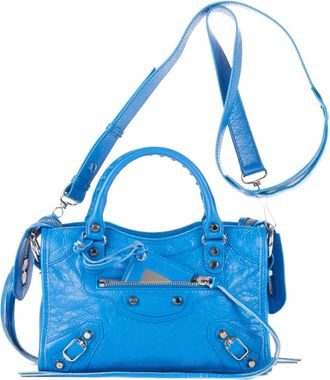 Balenciaga Borsa tote in pelle con borchie - Blu