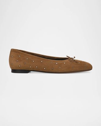 Vince Darla Studded Suede Ballerina Flats