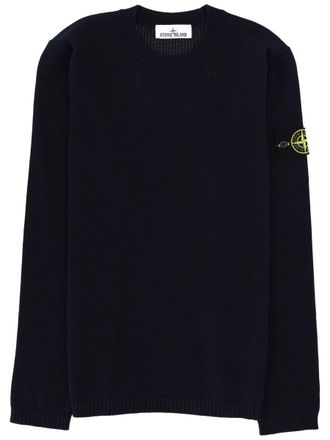 Stone Island Black Fitted Patch Cotton Sweater