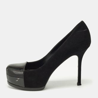 Saint Laurent Saint Laurent Tribtoo Size 38 Black Patent Leather and Suede Platform Pumps