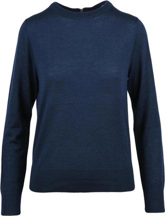 Beatrice .B Blue Back Zip Virgin Wool-Blend Crewneck Sweater