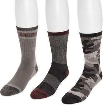 Muk Luks Heat Retainer Hike Crew Socks 3 Pair Pack in Black/grey at Nordstrom