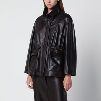 Nour Hammour Giacca Quai Fluid marrone scura in pelle
