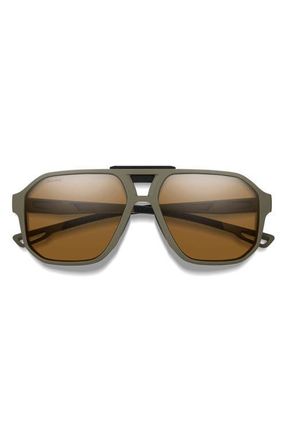 Smith Truss 57mm ChromaPop Polarized Aviator Sunglasses in Olive Oil /Brown at Nordstrom