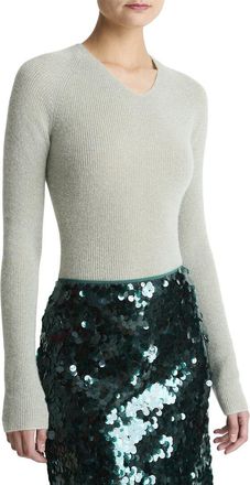 Vince Metallic High V-Neck Alpaca & Wool-Blend Sweater