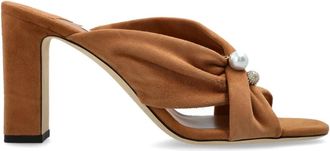 Jimmy Choo London Schoenen, Dames, Bruin, 38 1/2 EU, Leer, Rafi 85 Heeled Mules