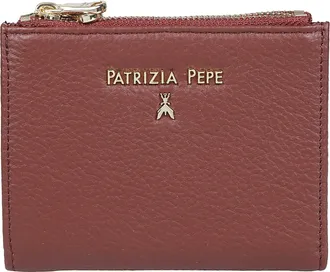 Patrizia Pepe Burgundy Compact Calf Leather Credit Card Holder
