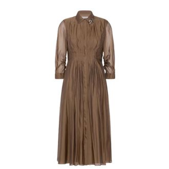 Max Mara Dames, Jurken, Bruin, Maat: XL Katoen