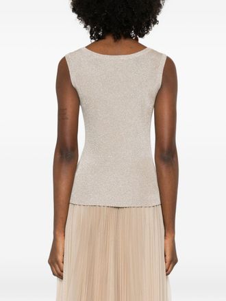 Fabiana Filippi Metallic Knit Tank Top - Champagne