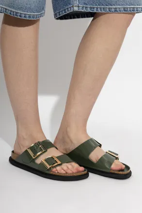 Birkenstock Arizona Droplet Buckle Cupsole Slides, Womens, Green
