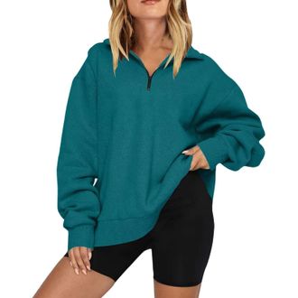 Generic Holiday Essentials for Women Ladies Sweatshirts And Hoodies Women Long Sleeve Oversized Half Zip Pullover Sweatshirt Hoodie Sweater Trendy Fall Wareho