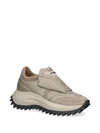 Vic Mati&eacute; Womens Velcro Sneaker With Fur Insert In Tan