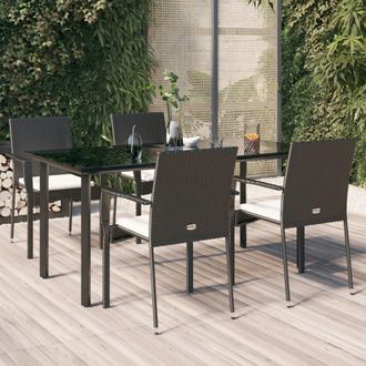 vidaXL Vidaxl - Set De Muebles Jard&iacute;n 5 Pzas Con Cojines Rat&aacute;n Sint&eacute;tico Negro