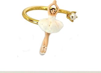 Les N&eacute;r&eacute;ides White Mini Ballerina Adjustable Ring
