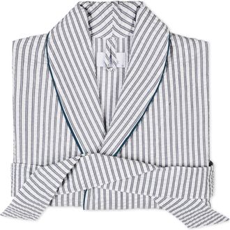 Matouk Matteo Stripe Robe in Deep Navy at Nordstrom, Size X-Large