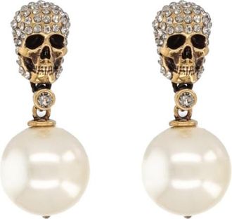 Alexander McQueen Golden Skull Drop Earrings