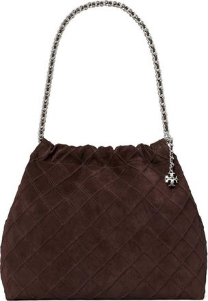 Tory Burch Fleming Soft Quilted Suede Hobo Bag in Licorice at Nordstrom