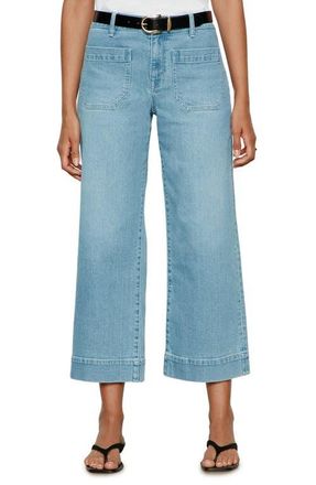 Sanctuary The Marine Patch Pocket Crop Wide Leg Jeans in Dollface Blue at Nordstrom, Size 34P