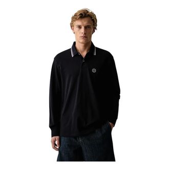 A|X Armani Exchange Polo met lange mouwen - Heren - Tops - Blauw - Maat: M Katoen