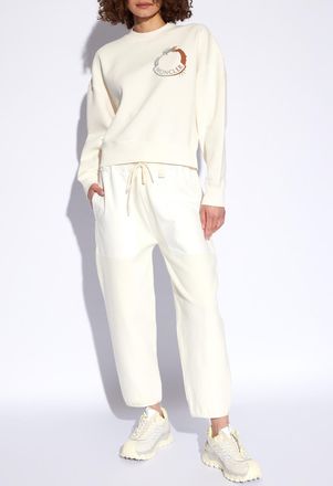 Moncler Sweatshirt With Logo, Womens, Cream