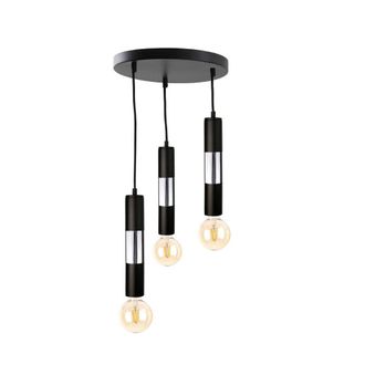 Netlighting Magnum Cluster Pendant Ceiling Light Black Silver 30cm 3x E27