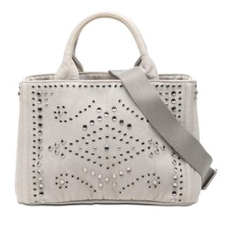 Prada Pre-owned Prada Small Denim Canapa Bijoux and Grommet Satchel Ladies HNMX9B25QM0DKUUG
