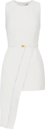 Elisabetta Franchi Party Dresses, female, White, XS, Crepe Dress with Smoking Details