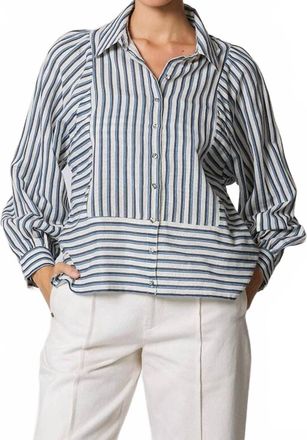Cleobella Isodora Stripe Blouse In Vintage Blue