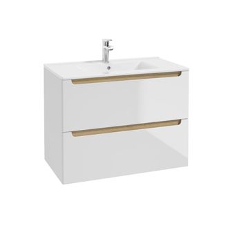 Petits Meubles Mueble lavabo encastrado 2 cajones estratificado Blanco