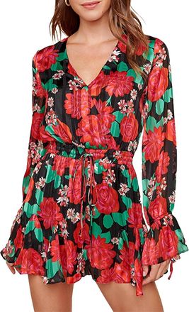 Sugarlips Rosabella Lover Romper In Black Floral