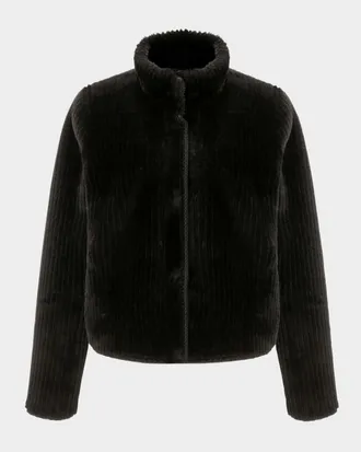 Gorski Reversible Merino Grooved Shearling Lamb Jacket With Embroidered Trim