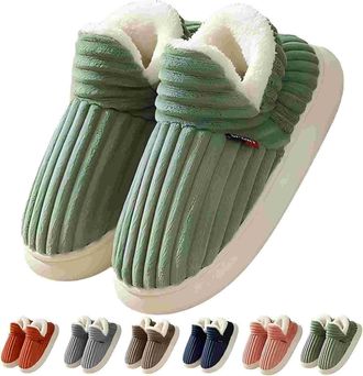 Generic Comfy Slippers Womens Plush Cloud Slippers Cozy Fleece-Lined House Shoes with Non-Slip Sole Warm Winter Booties Slipper Corduroy Warm with Cozy Shoes 