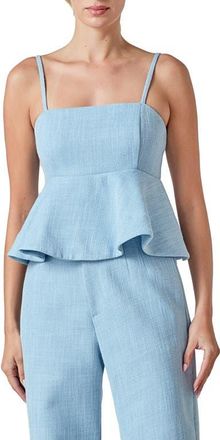 endless rose Tweed Peplum Camisole in Blue at Nordstrom, Size X-Small