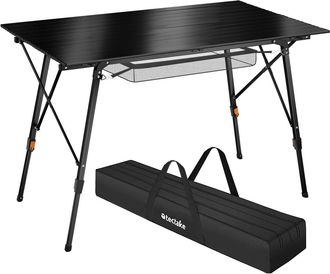 TecTake Mesa plegable de aluminio ajustable en altura, negro