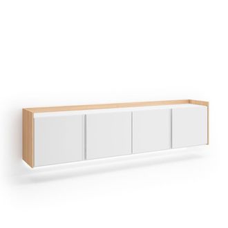 Skraut Home Mueble tv efecto madera blanco y roble 207x35x50cm colgado