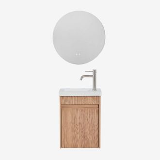 Sklum Conjunto De Mueble De Ba&ntilde;o Suspendido En Madera Con Lavabo Integrado Narek Sklum