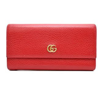 Gucci Red Color Leather Long Wallet (Bi-Fold) (Pre-Owned)