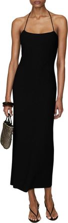 Mango Knit Halter Neck Midi Dress in Black at Nordstrom, Size 10