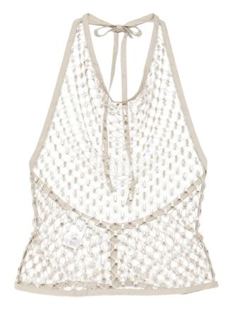 Christophe Lemaire Fishnet halter top - women - Polyester - S - Neutrals