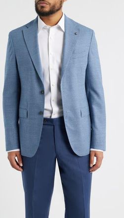 Jack Victor Midland Contemporary Fit Textured Light Blue Stretch Wool Sport Coat at Nordstrom, Size 46Regular