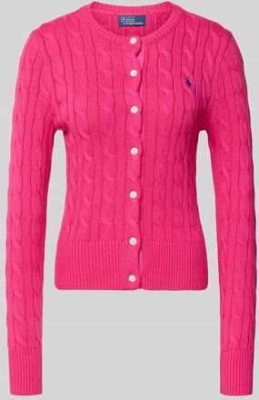 Polo Ralph Lauren Slim Fit Strickjacke mit Logo-Stitching in Pink, Gr&ouml;&szlig;e XXL