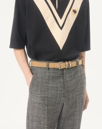 Valentino Garavani Cintura Valentino Garavani Flaneuse In Suede 30 Mm Uomo HAVANA BEIGE 085