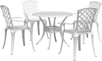 vidaXL 5 Piece Garden Dining Set White Cast Aluminium vidaXL