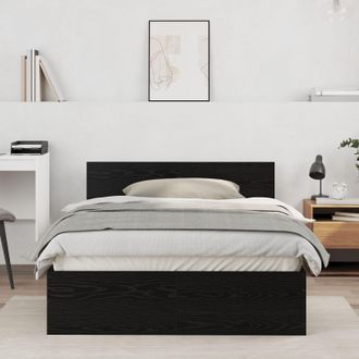 Berkfield Home Bed Frame with Headboard Black Oak 120 x 190 cm Wood