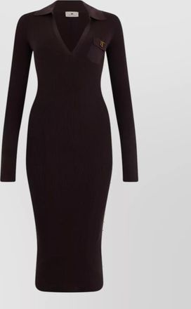 Elisabetta Franchi silk-blend long-sleeve v-neck maxi knit dress