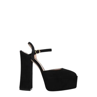 Stuart Weitzman Black Leather Platform Womens Sandals