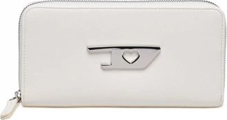 Diesel White Polyurethane Zip-Around Wallet