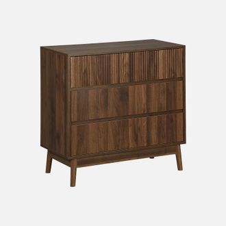 Sweeek Sweeek - C&oacute;moda Con Efecto Madera, 3 Cajones, Linear, Madera Oscura, 80x40x80 Cm